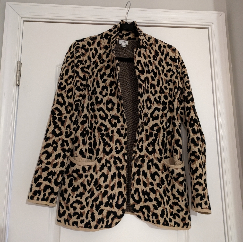 J Crew Leopard sweater blazer